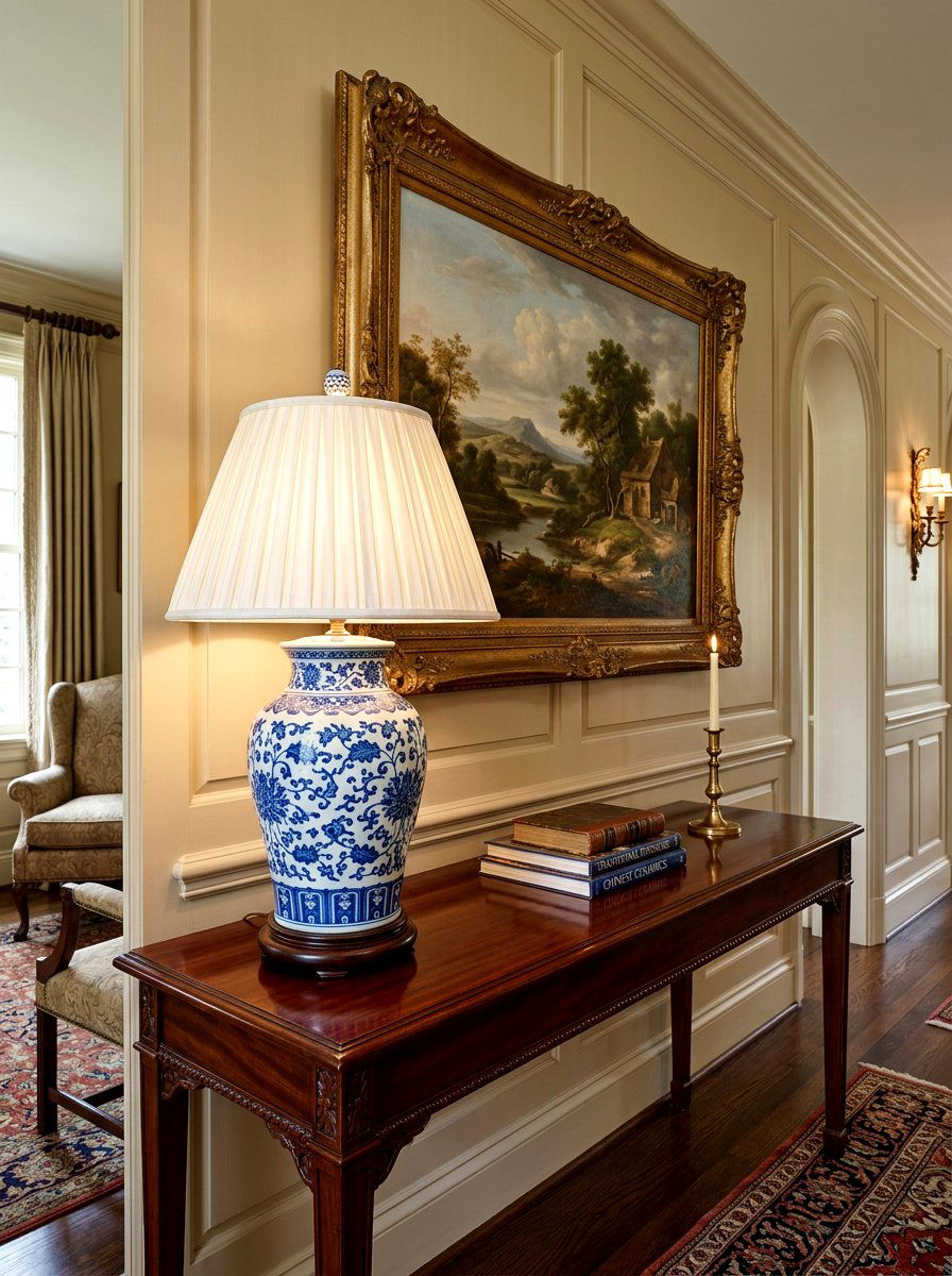 Blue And White Porcelain Lamp - 30 foyer lamp styling ideas
