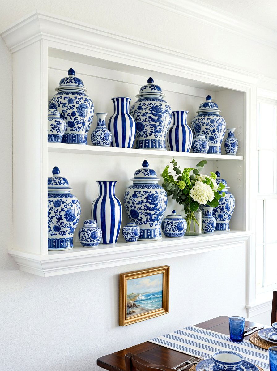 Blue And White Spring Shelf - 30 spring shelf styling ideas aesthetic