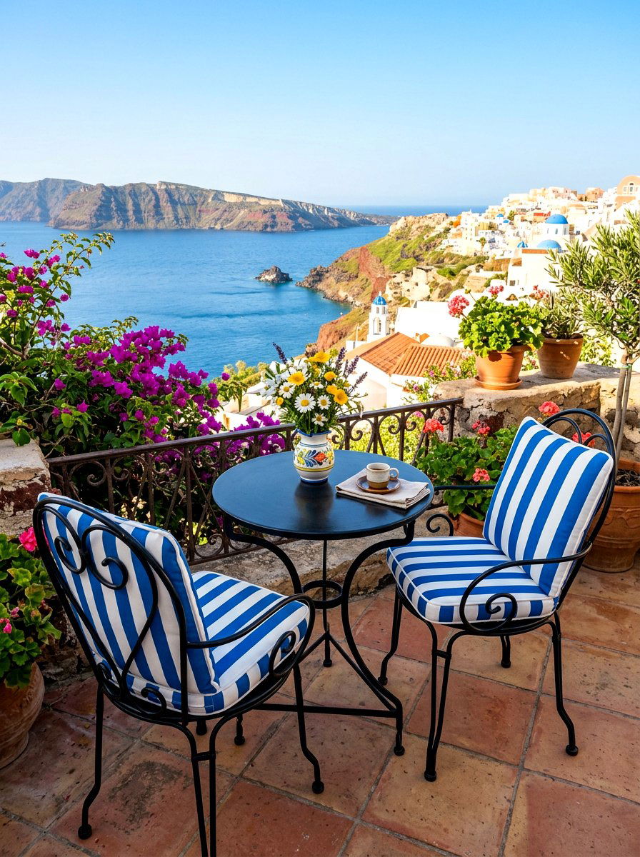 Blue And White Stripe Bistro Set Cushions - 30 blue and white stripe porch ideas