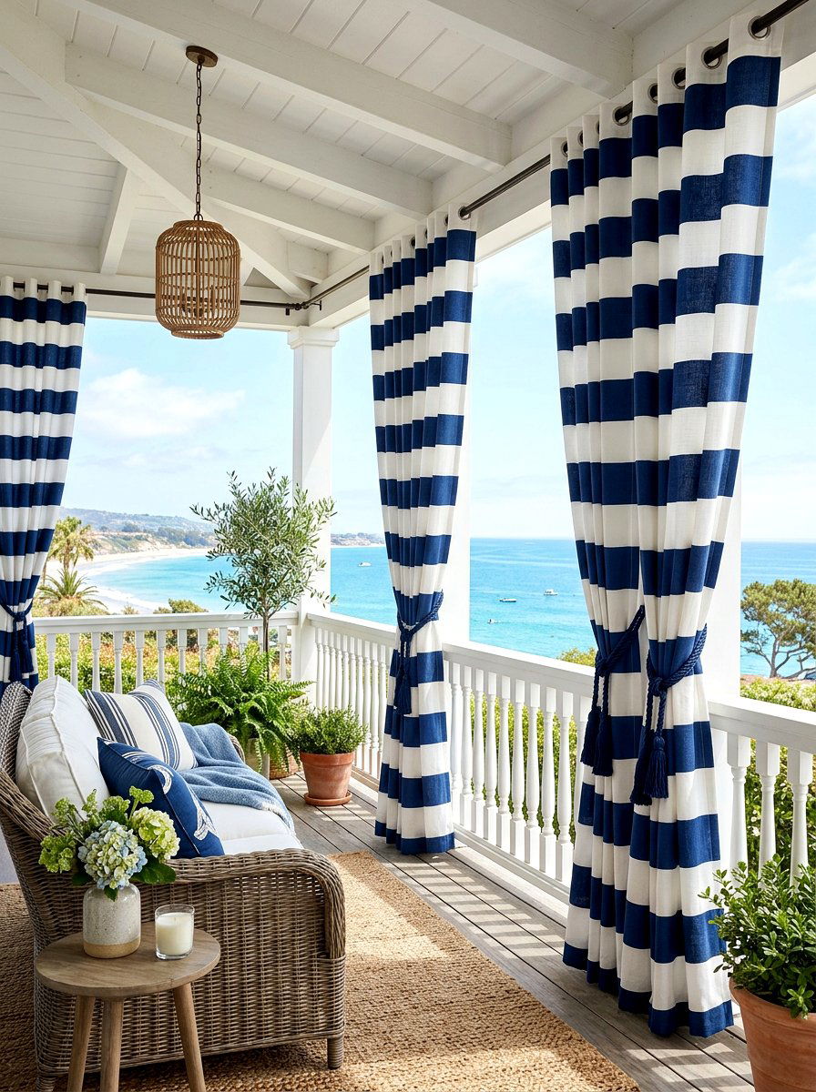 Blue And White Stripe Porch Curtains - 30 blue and white stripe porch ideas