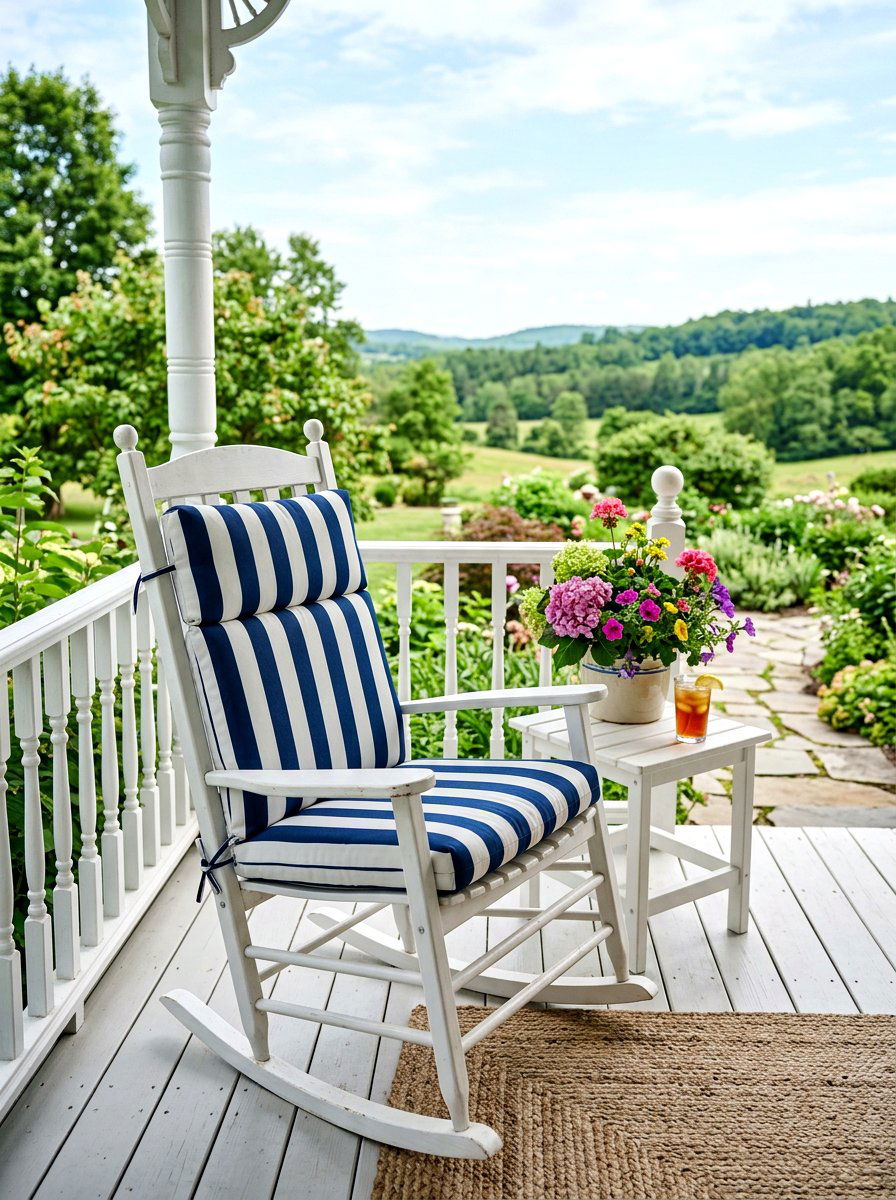 Blue And White Stripe Rocker Cushions - 30 blue and white stripe porch ideas