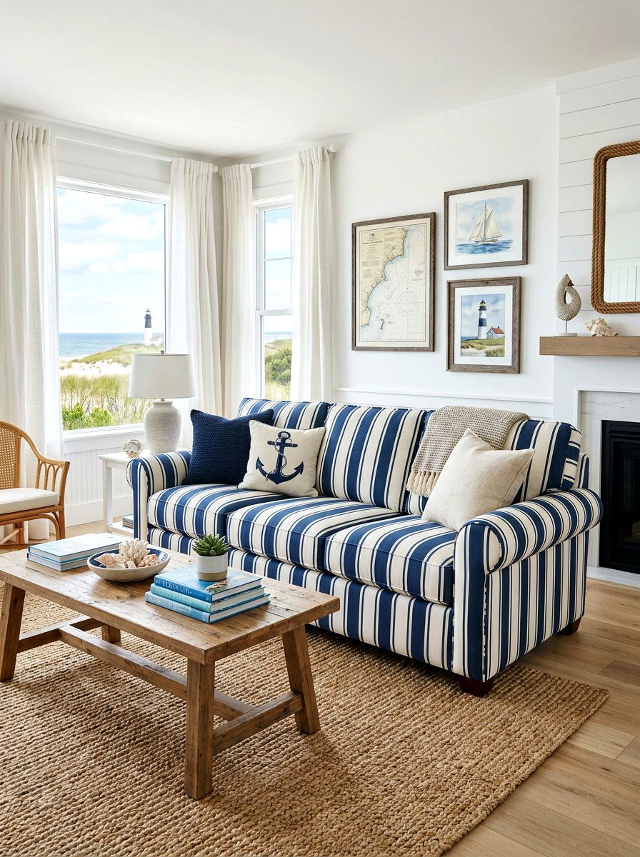 Blue And White Stripe Sofa - 30 statement stripe sofa ideas