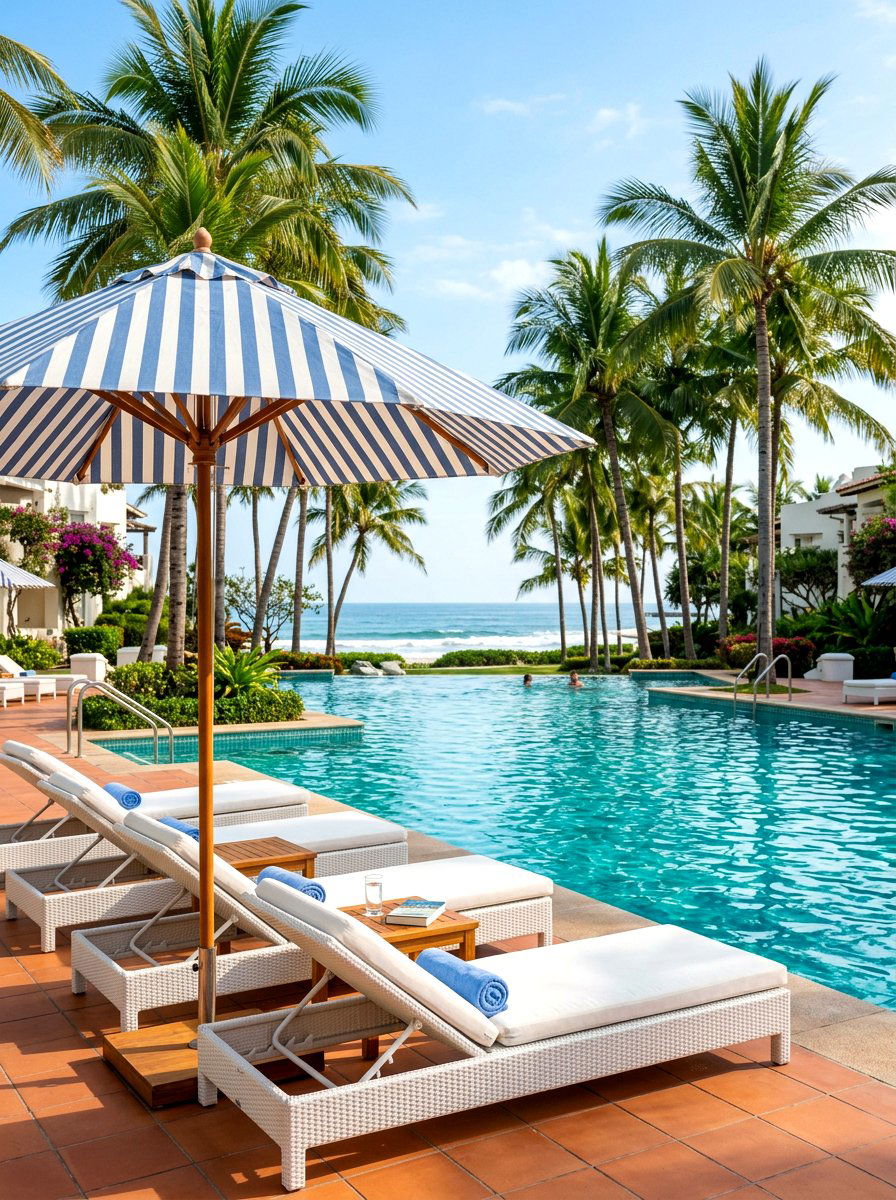 Blue And White Striped Pool Umbrella - 30 poolside striped umbrellas ideas