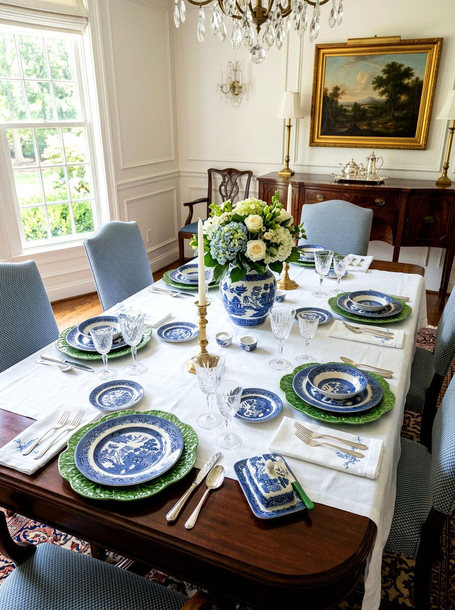 Blue And White Table Setting - 30 lettuce plate dining ideas