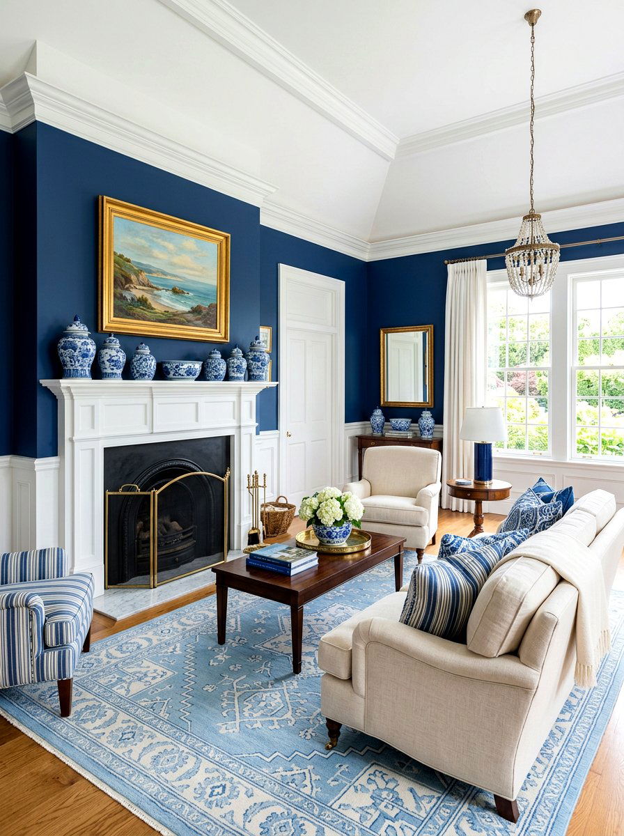 Blue And White Traditional Living Room - 30 layered traditional living room ideas