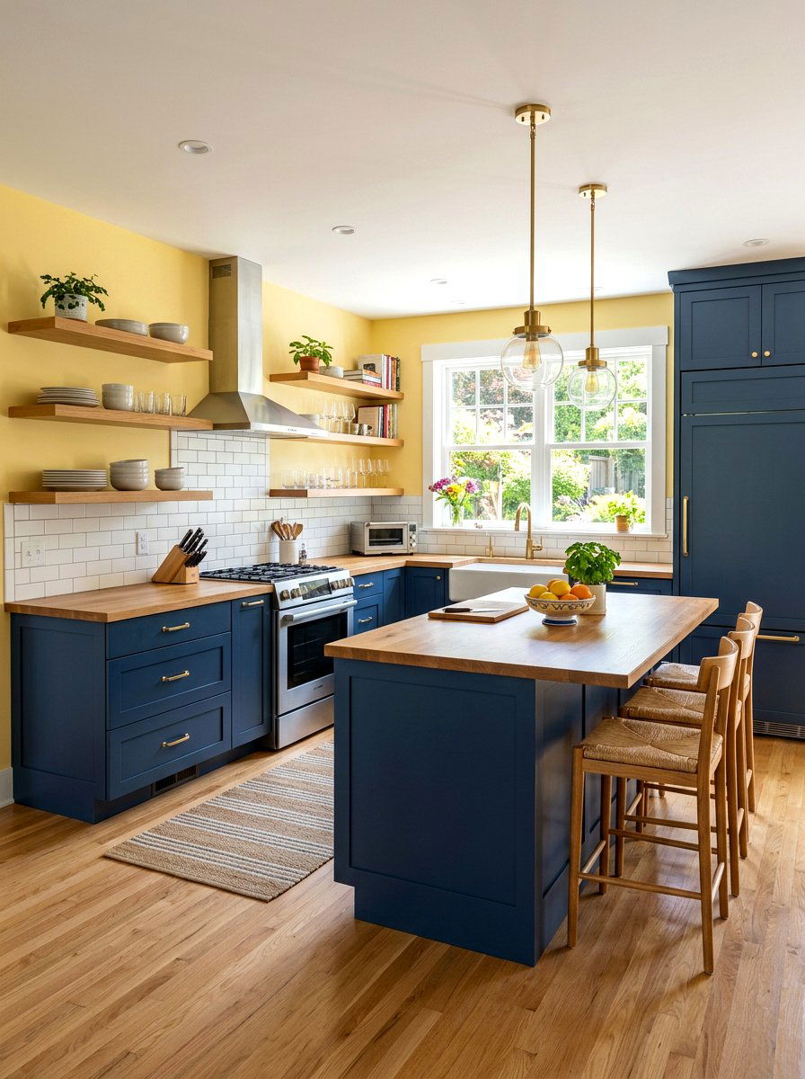 Blue And Yellow Kitchen - 30 color blocked room ideas