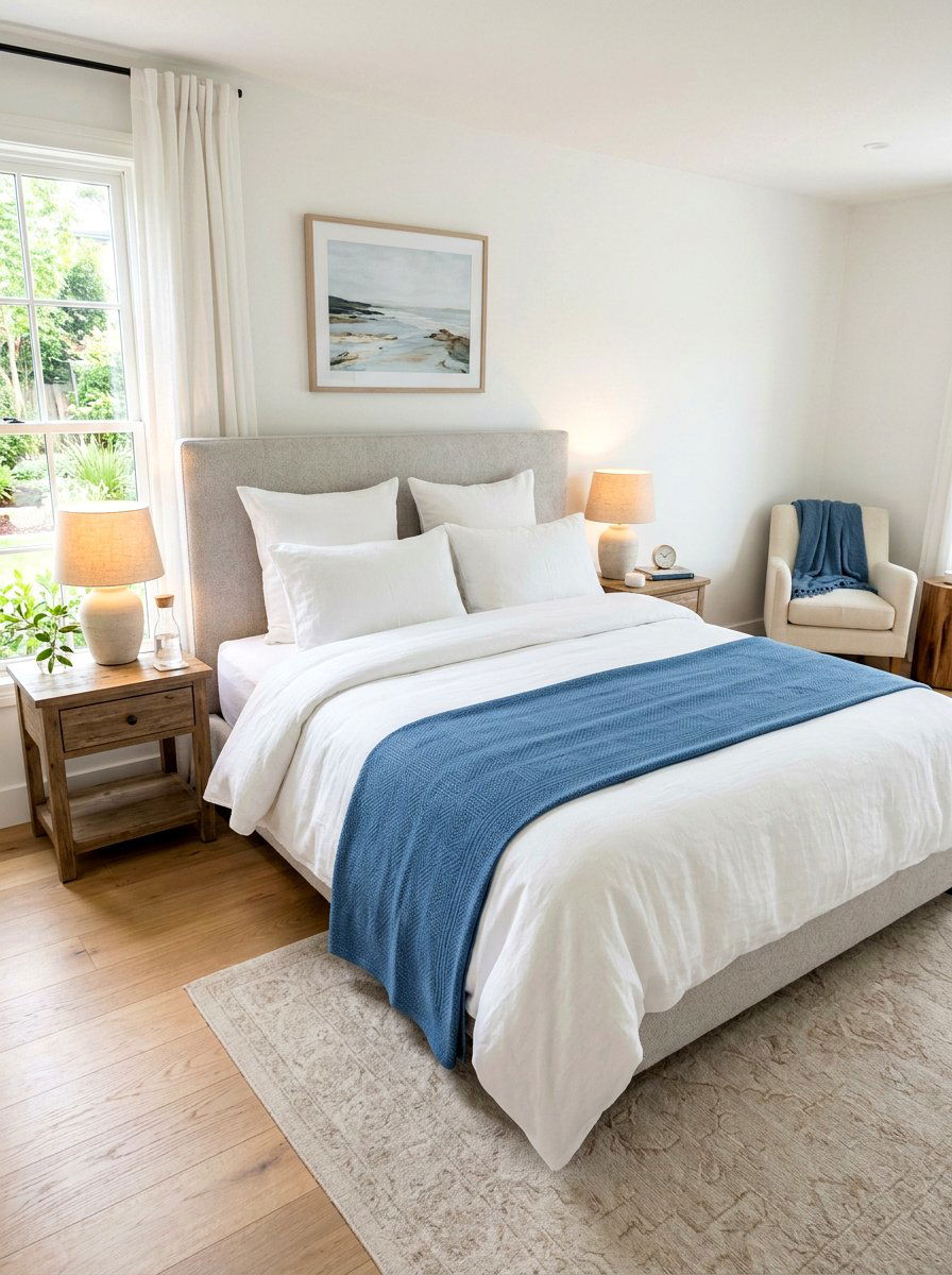 Blue Bed Runner - 30 Hamptons bedroom ideas