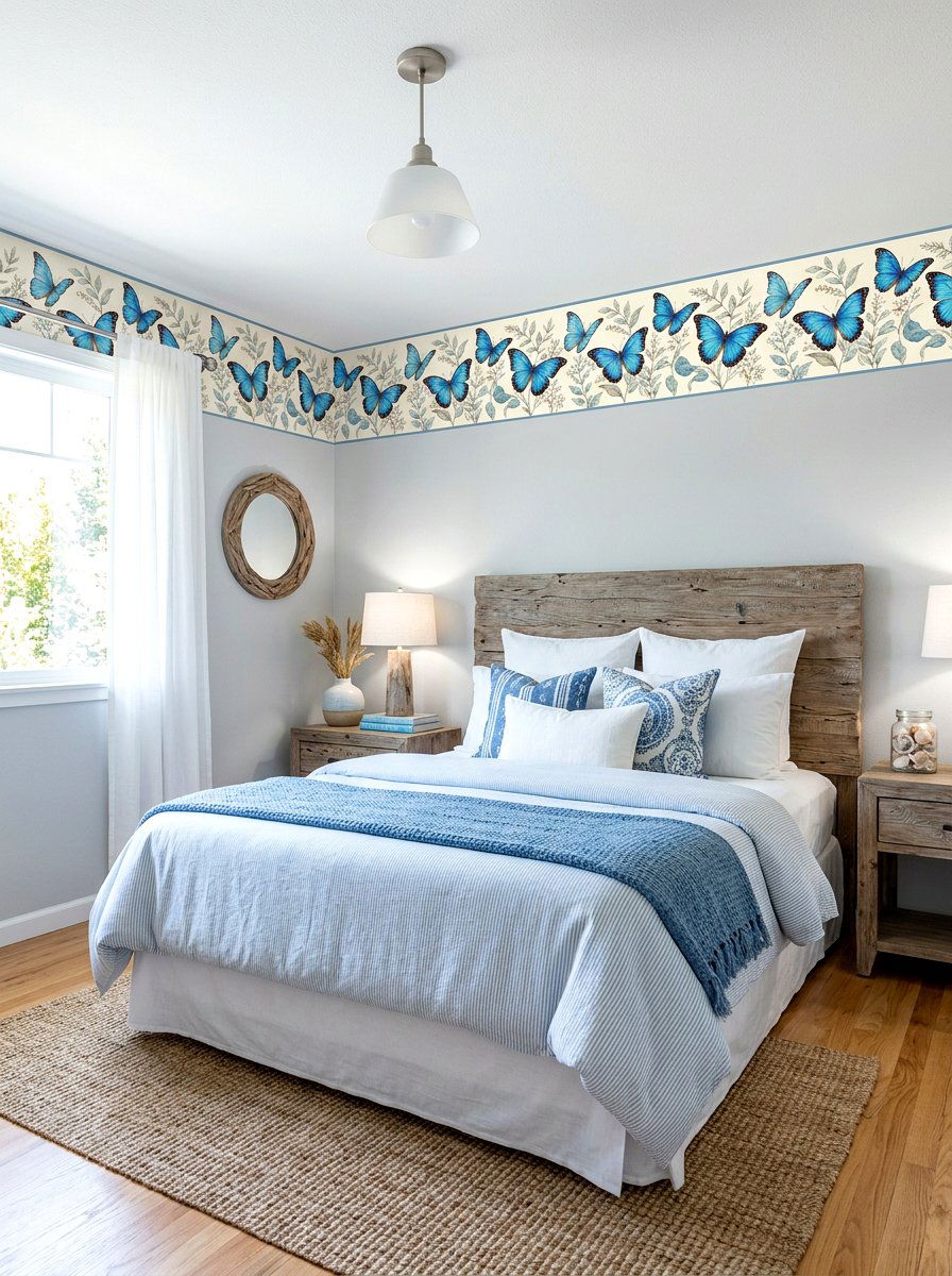 Blue Butterfly Wall Border - 30 butterfly border ideas