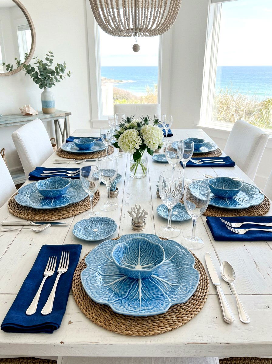 Blue Cabbage Plate Arrangement - 30 cabbage plate tablescape ideas