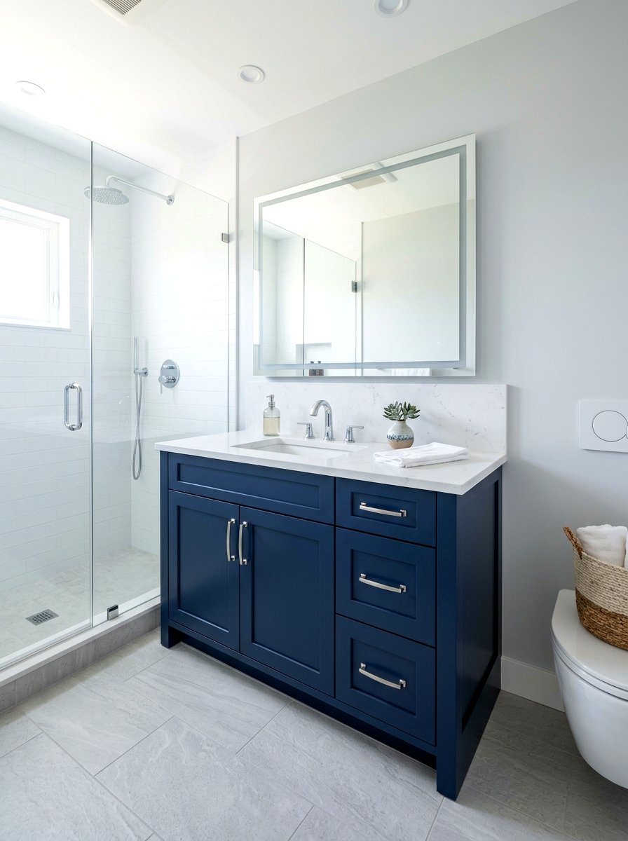 Blue Cabinet Vanity - 30 condo bathroom ideas