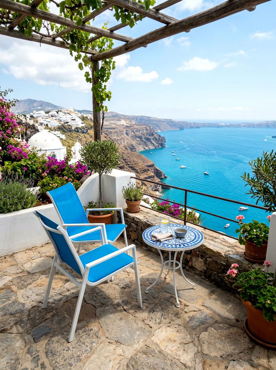 Blue Coastal Patio Seating - 30 sling chair patio ideas