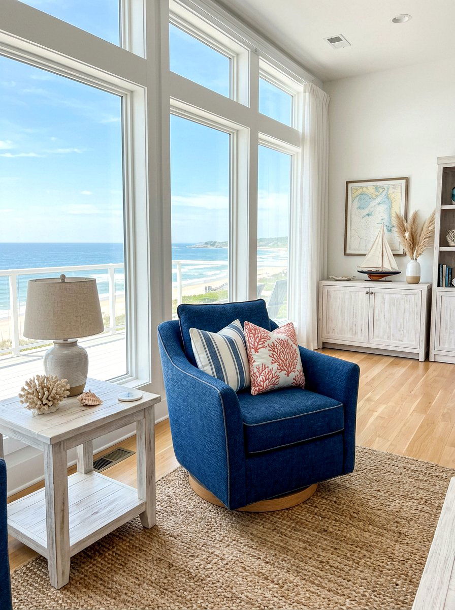 Blue Coastal Swivel Chair - 30 swivel chair ideas