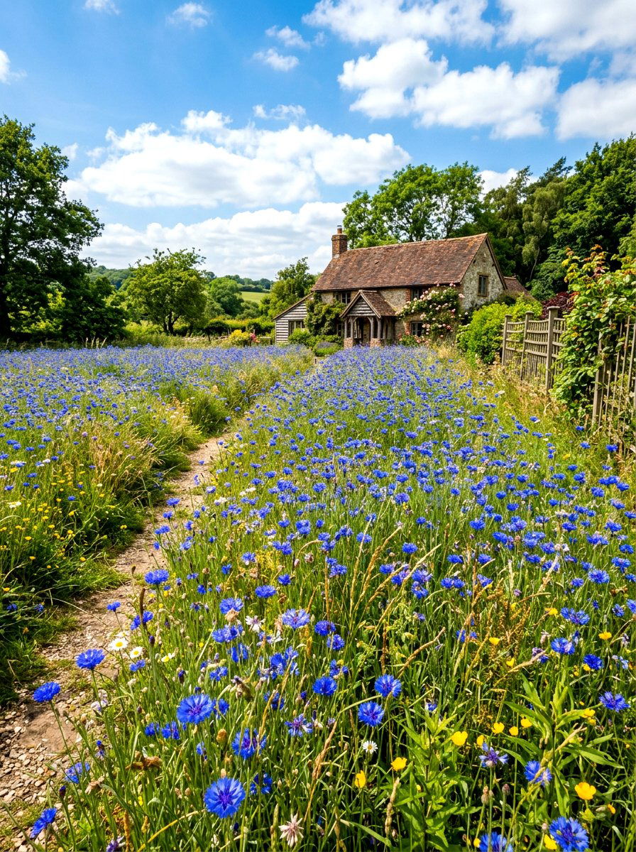 Blue Cornflower field - 30 blue and purple garden ideas