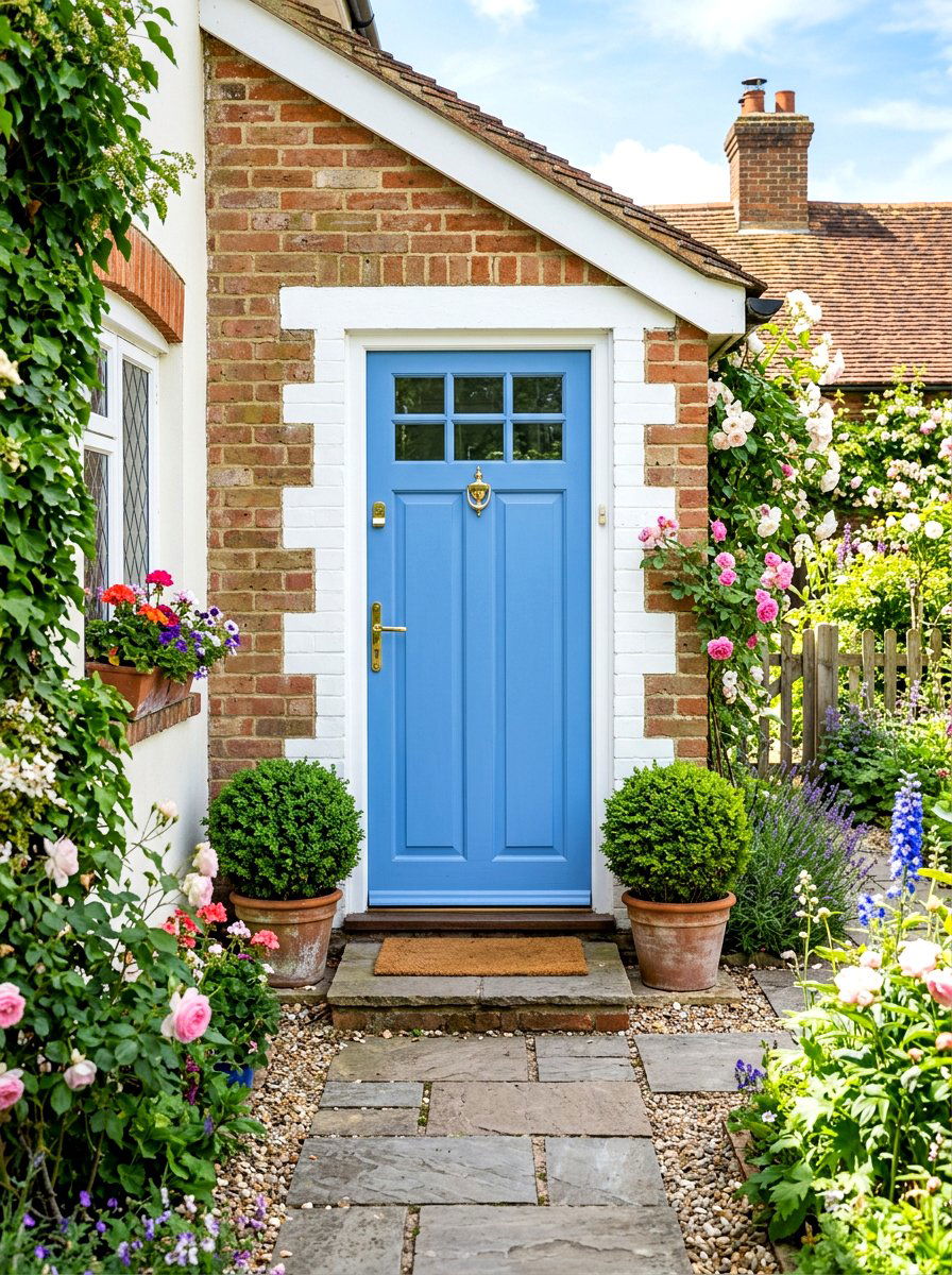 Blue Cottage Door - 30 cottage stoop ideas