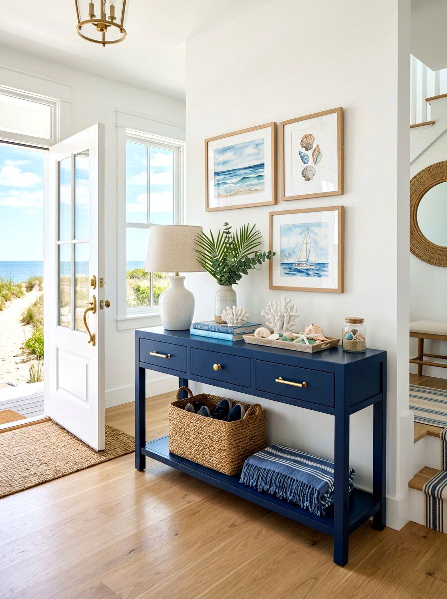 Blue Entryway Console Table - 30 front hall console ideas