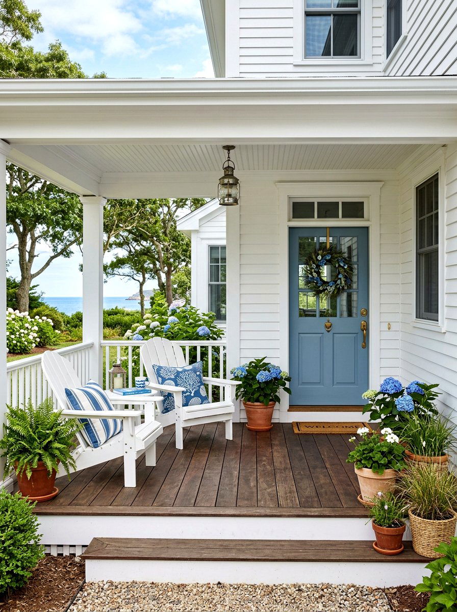 Blue Farmhouse Accent - 30 farmhouse porch decor ideas