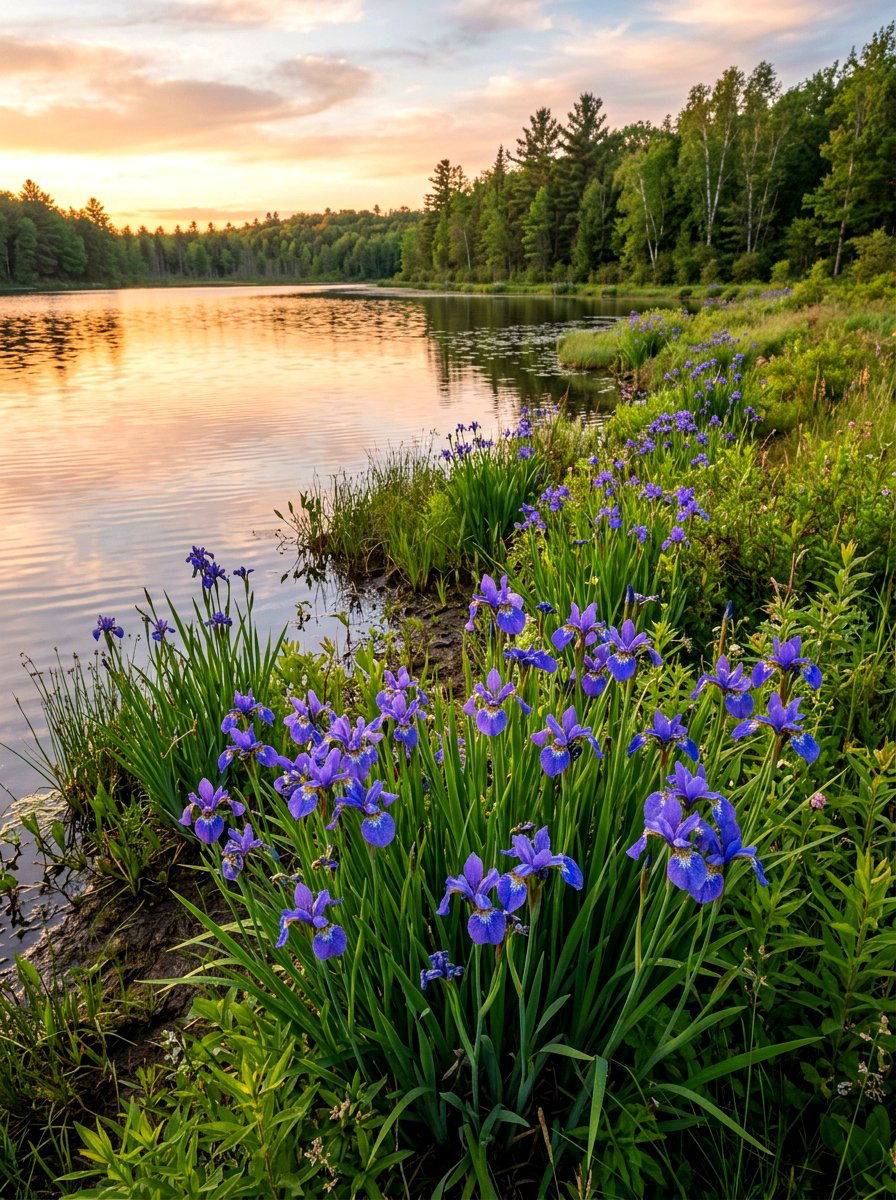 Blue Flag Iris Pond Edge Planting - 30 pond edge planting ideas