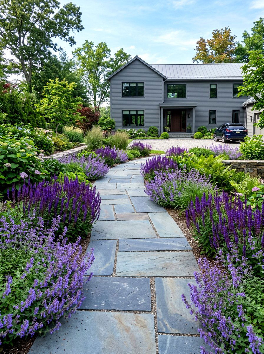 Blue Flagstone Garden Walk - 30 front garden path ideas