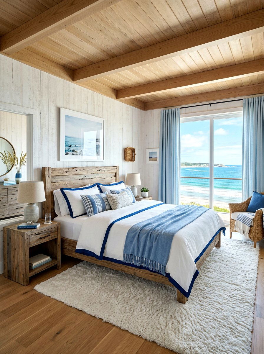 Blue Flange Edge Bedding - 30 contrast trim bedding bedroom ideas