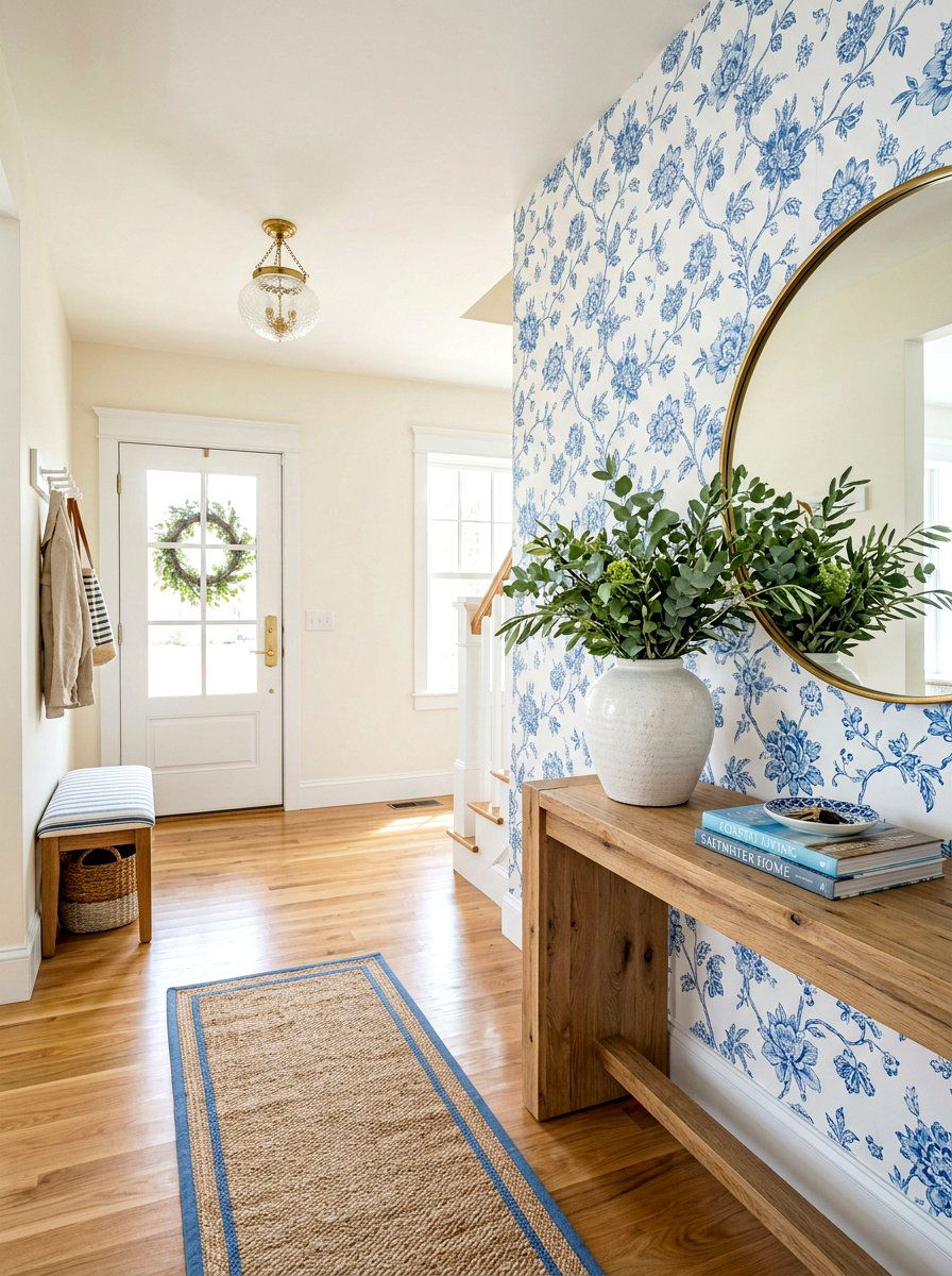 Blue Floral Entryway Wallpaper - 30 entry wallpaper ideas