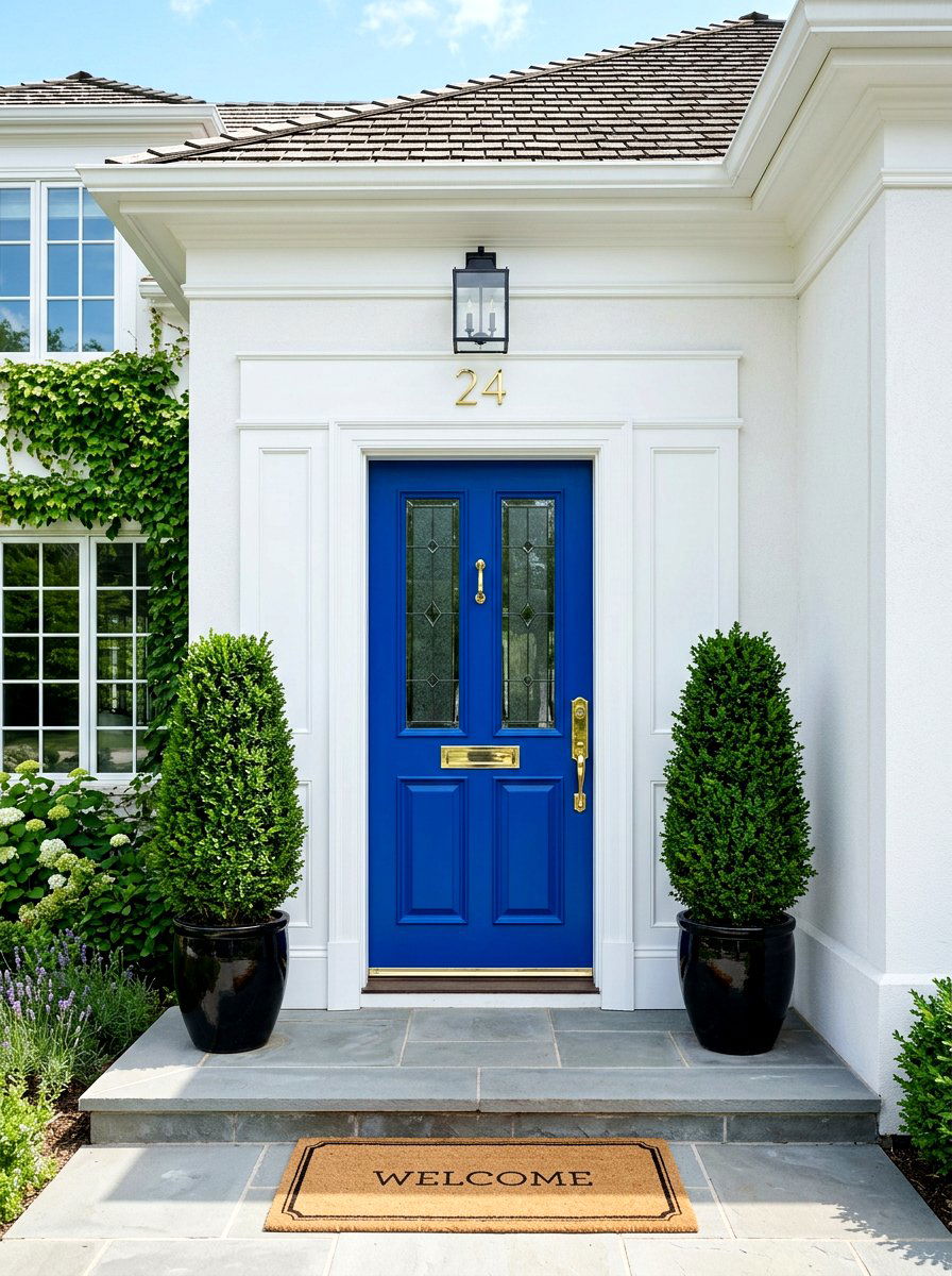 Blue Front Door - 30 front porch spring refresh ideas