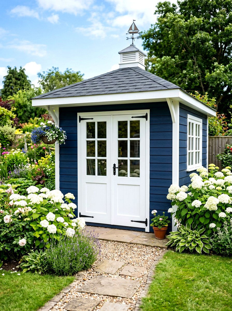 Blue Garden Shed - 30 cottage shed ideas