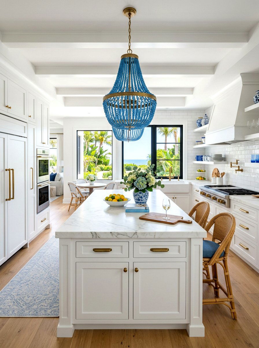 Blue Glass Beaded Chandelier - 30 beaded chandelier ideas