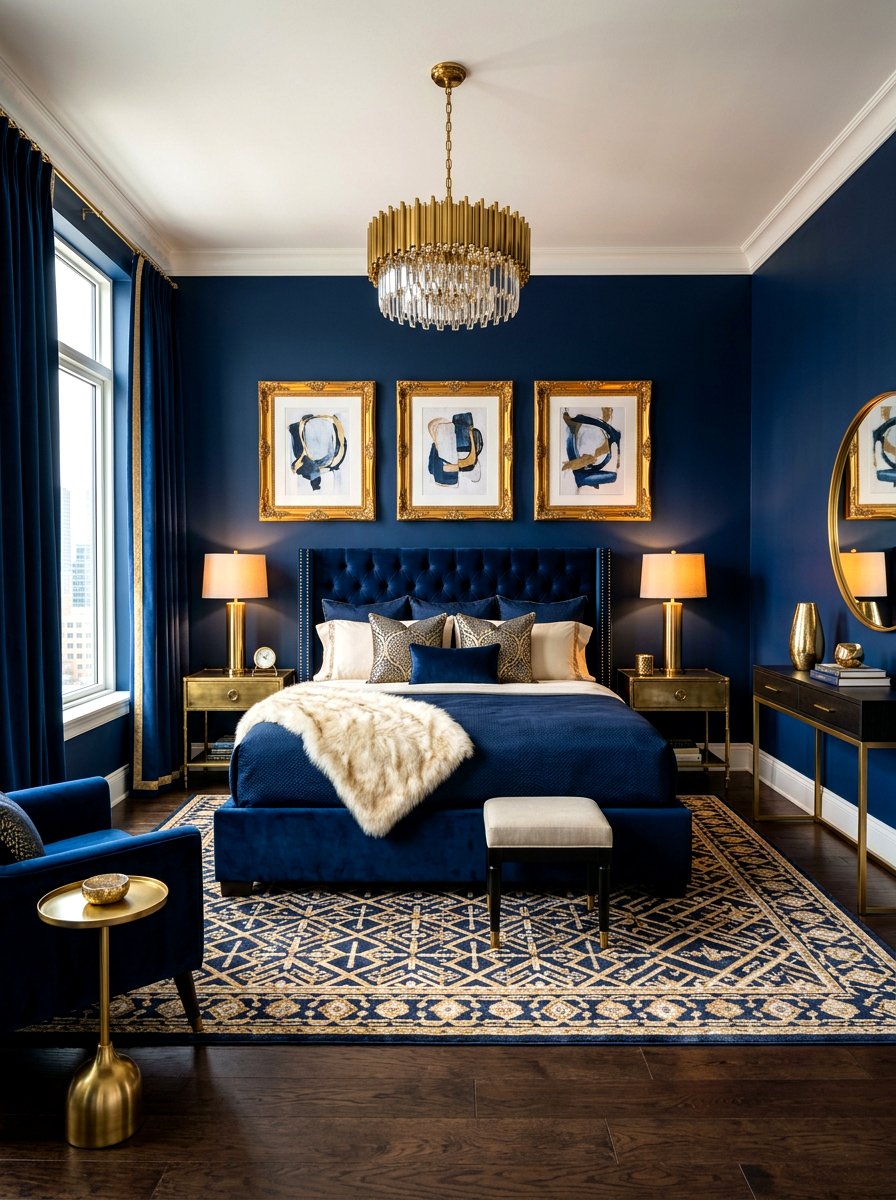 Blue Gold Bedroom - 30 blue bedroom ideas
