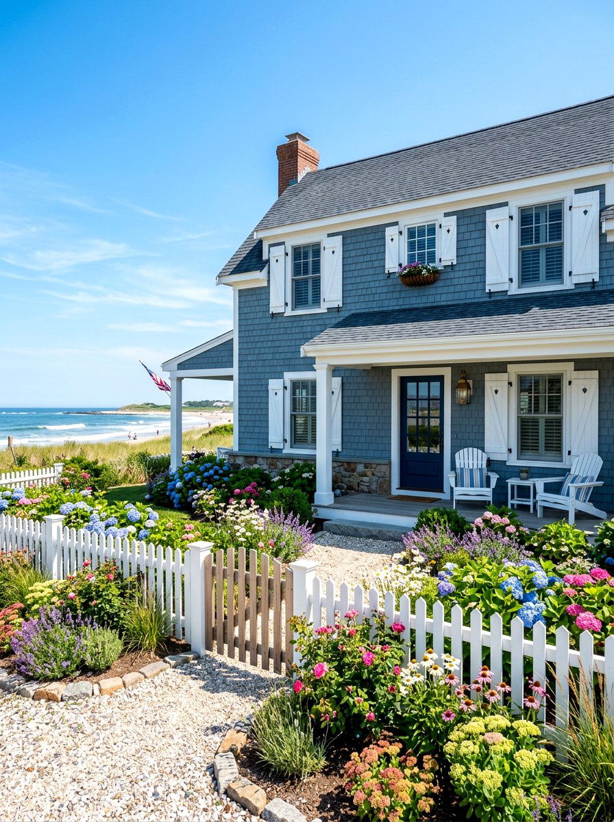Blue Gray Exterior With White Shutters - 30 gray house exterior ideas
