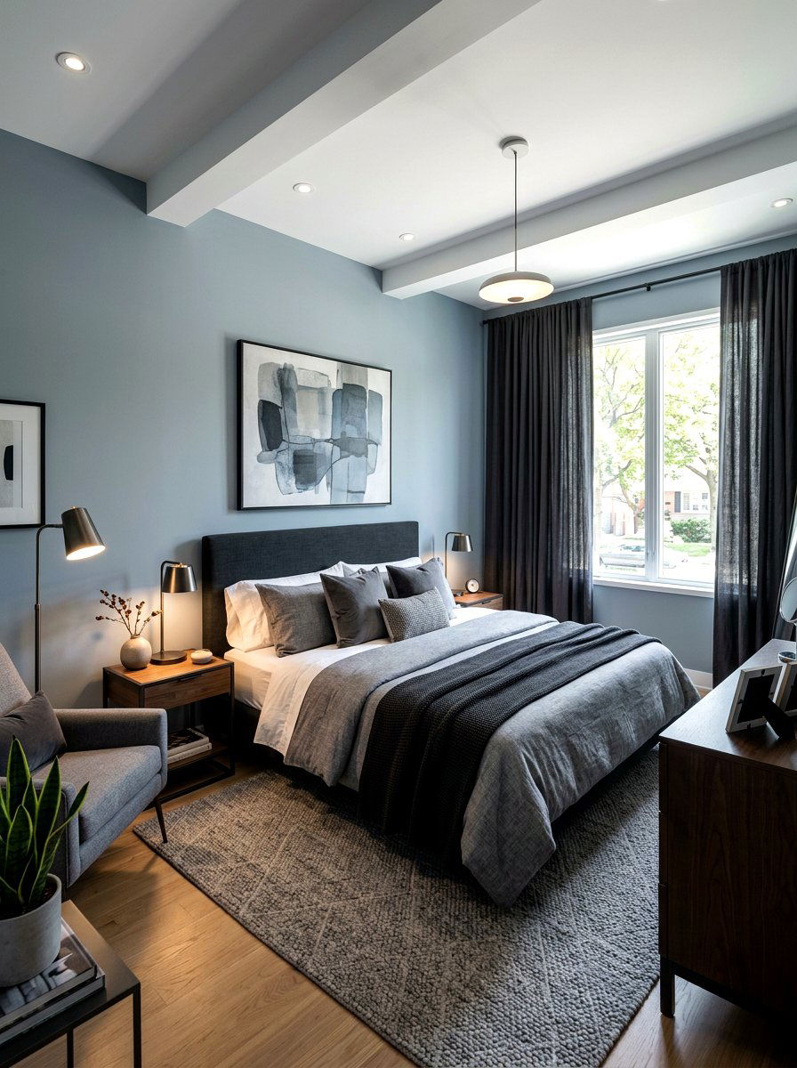 Blue Grey Bedroom - 30 blue bedroom ideas