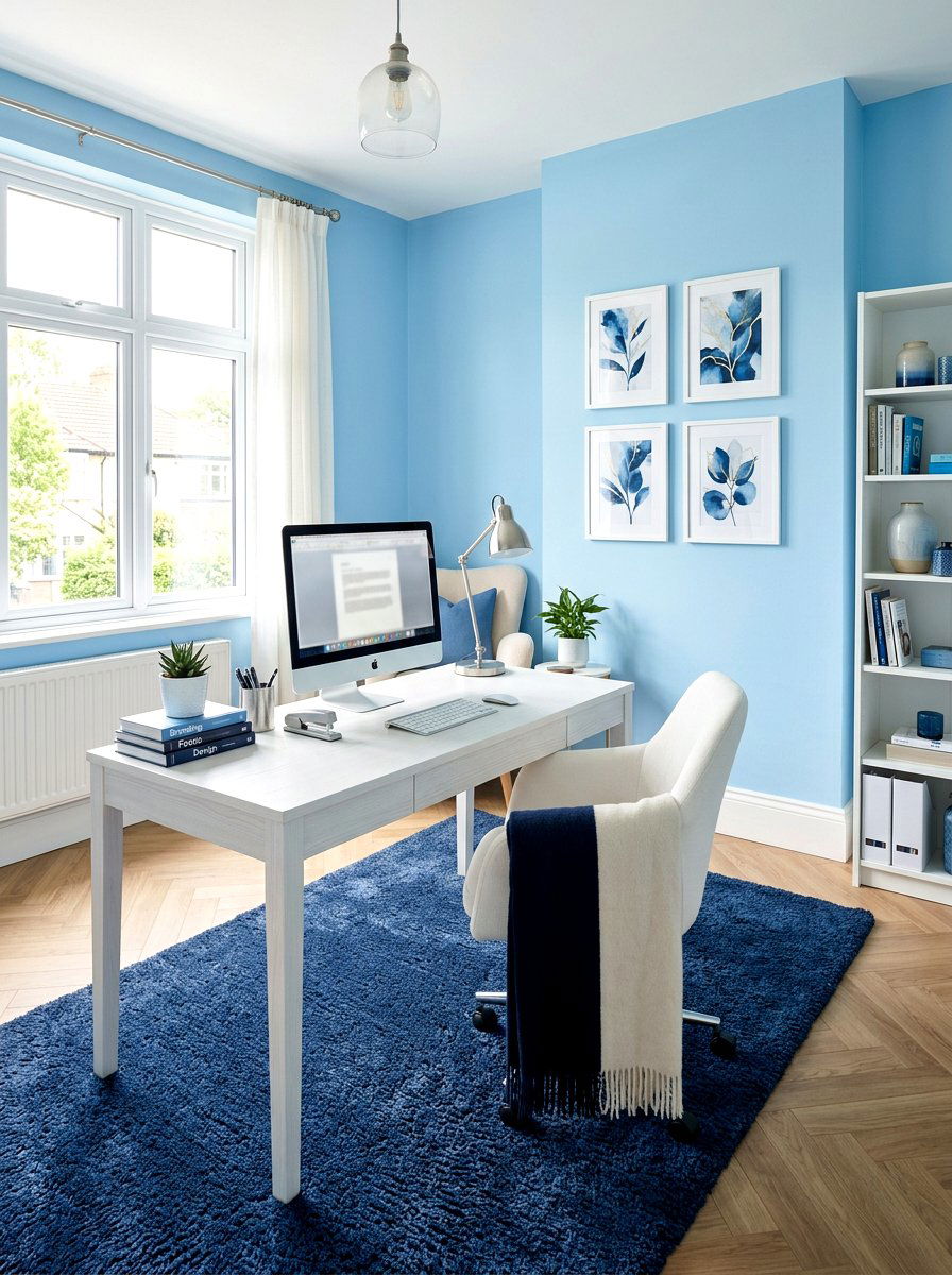 Blue Home Office - 30 feminine office ideas