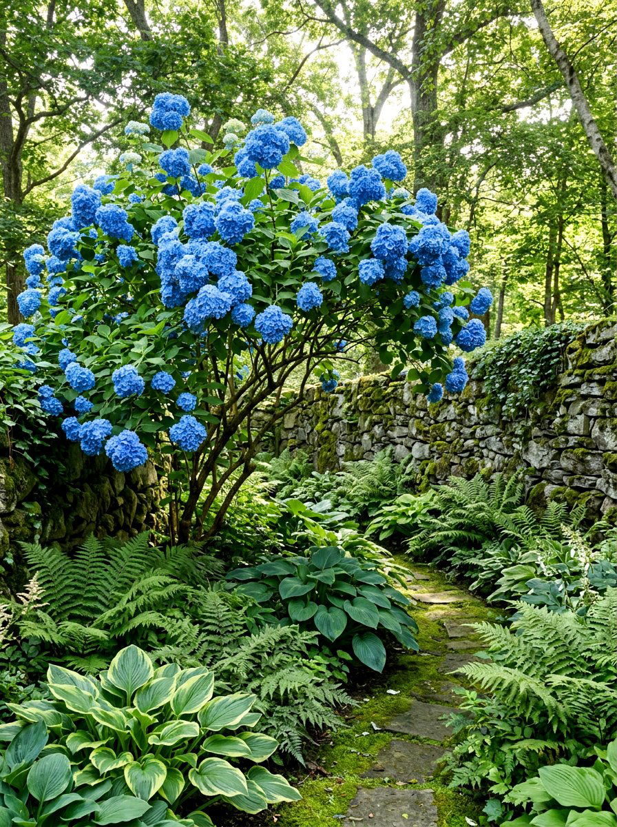 Blue Hydrangea Tree - 30 flowering tree garden ideas