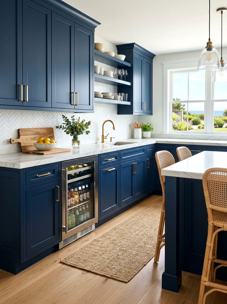 Blue Kitchen Cabinets With Beverage Fridge - 30 beverage cooler cabinet ideas