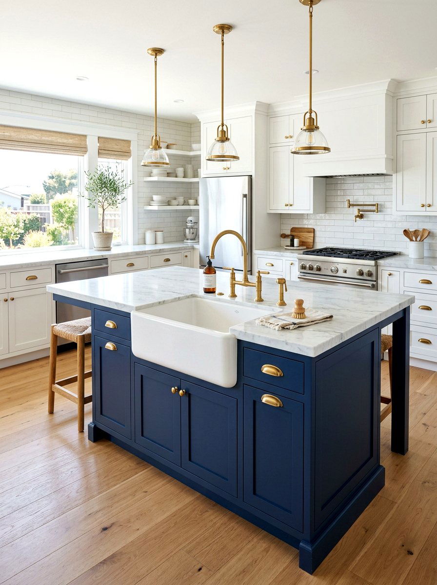 Blue Kitchen Island Sink - 30 apron sink kitchen ideas