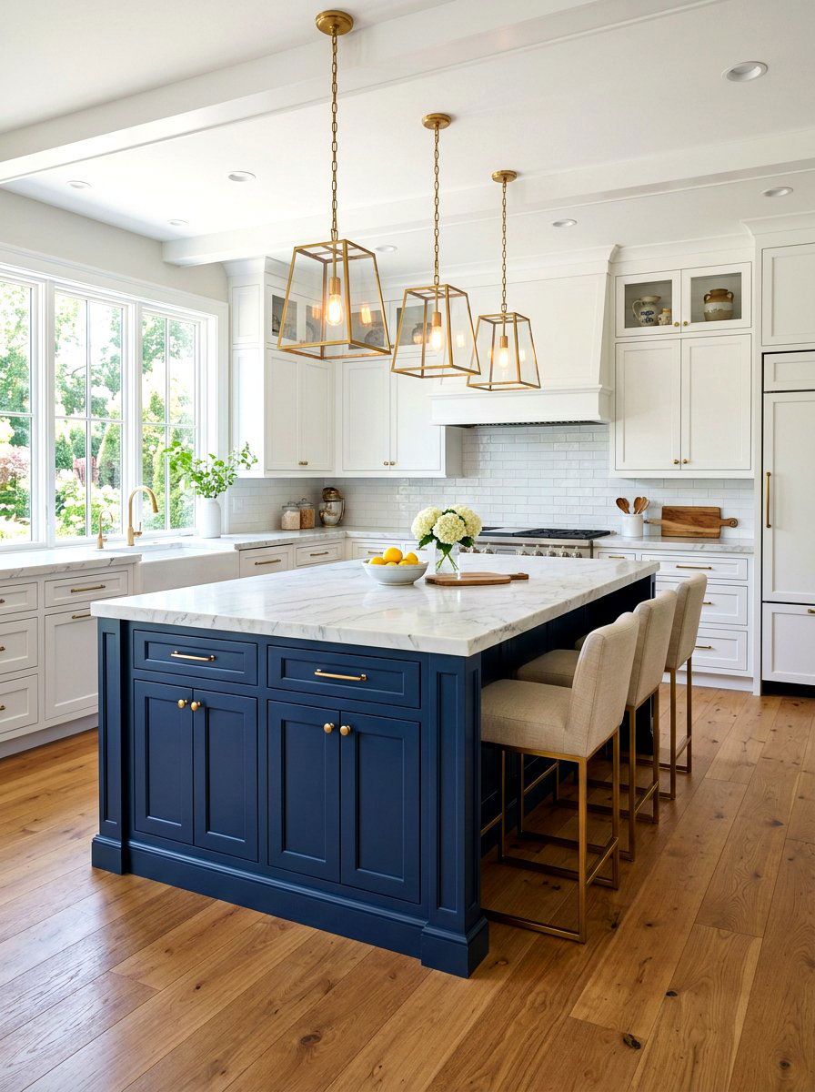Blue Kitchen Island - 30 social media kitchen ideas
