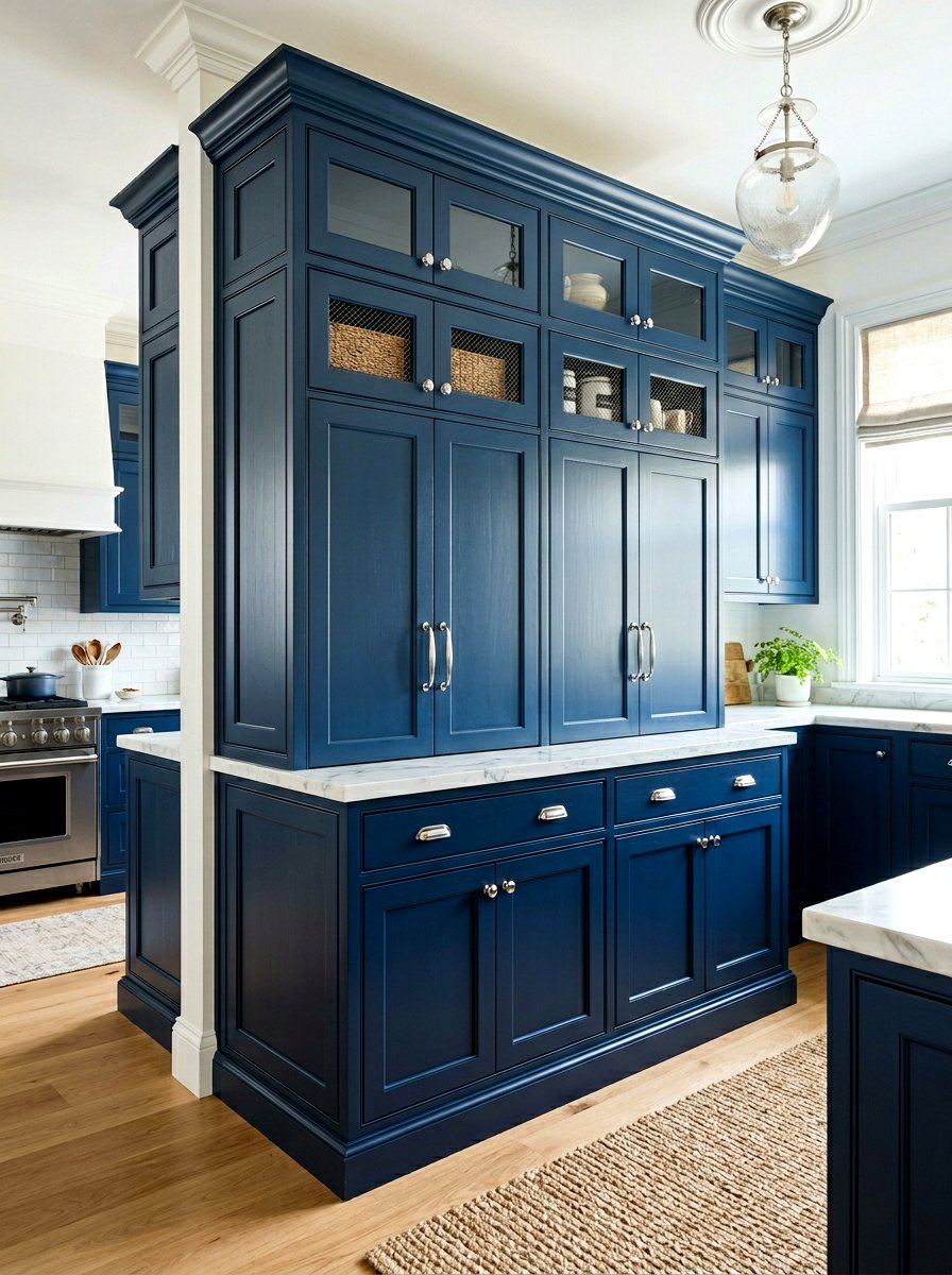 Blue Kitchen Pantry Cabinet - 30 full wall pantry cabinet ideas