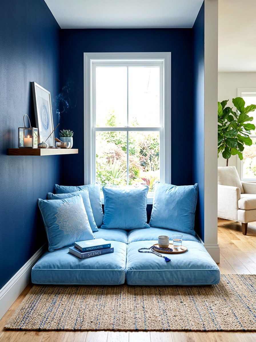 Blue Meditation Nook - 30 meditation nook ideas