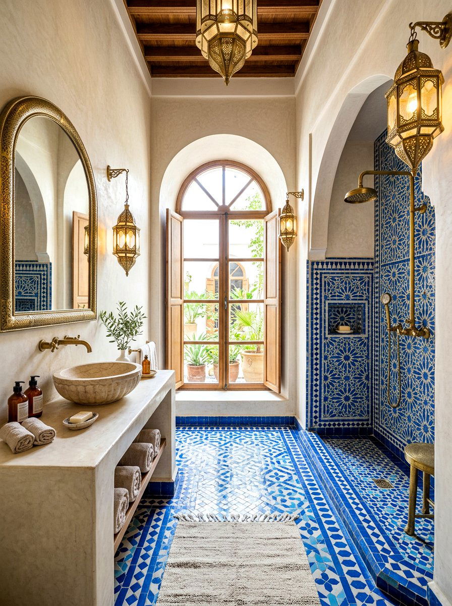 Blue Moroccan Tile Bathroom - 30 blue bathroom ideas