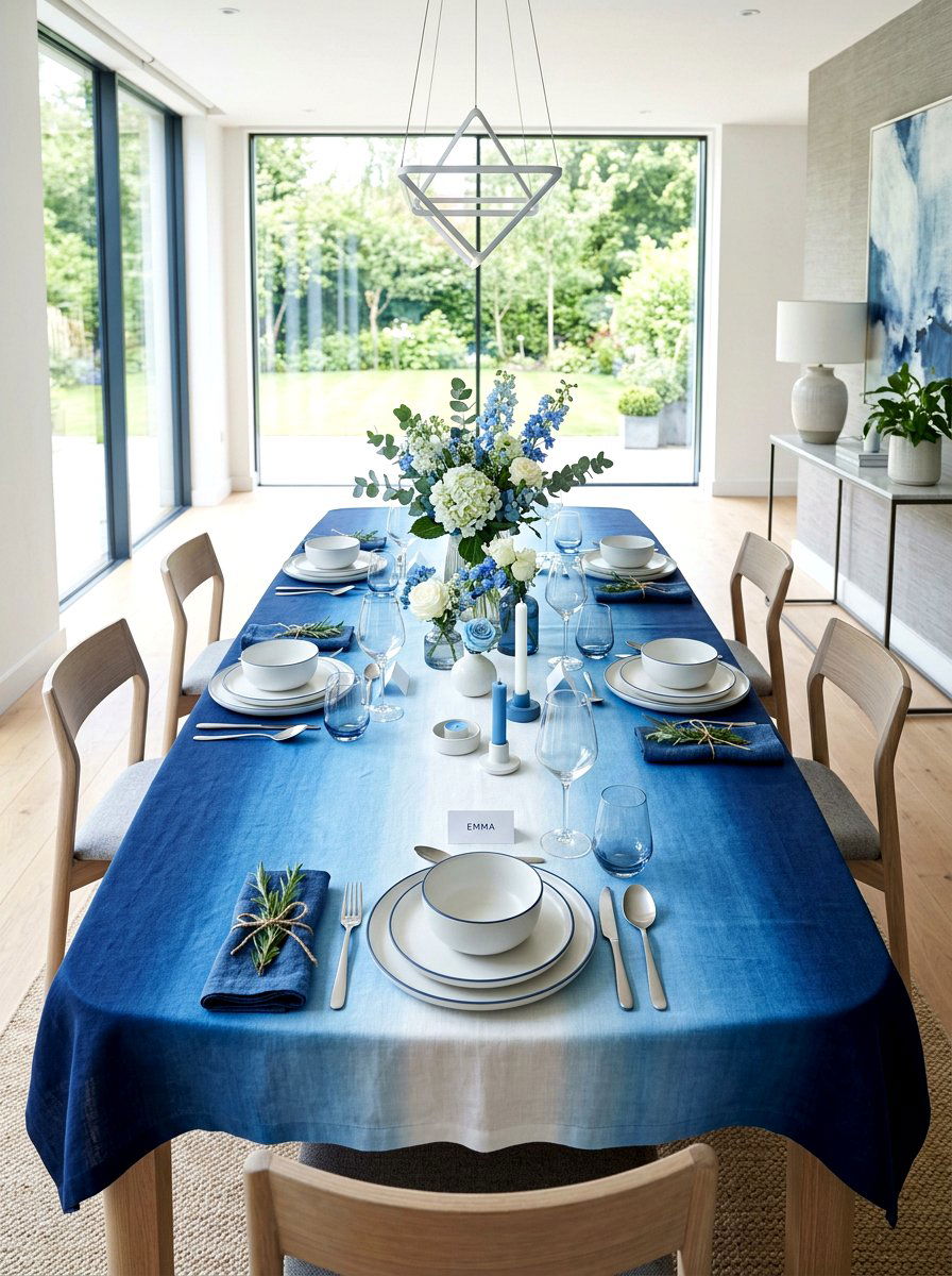 Blue Ombre Table Decor - 30 blue and white table decor ideas
