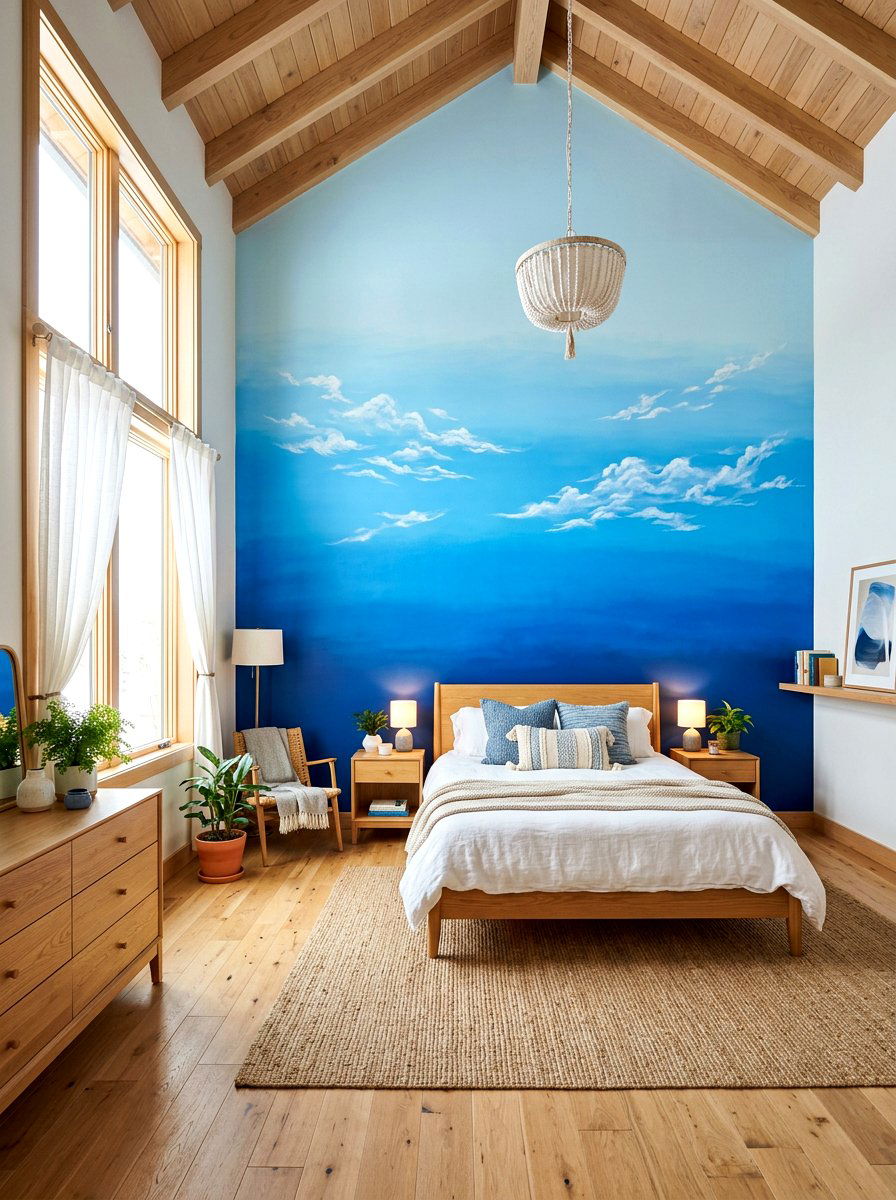 Blue Ombre Wall - 30 cloud inspired bedroom ideas