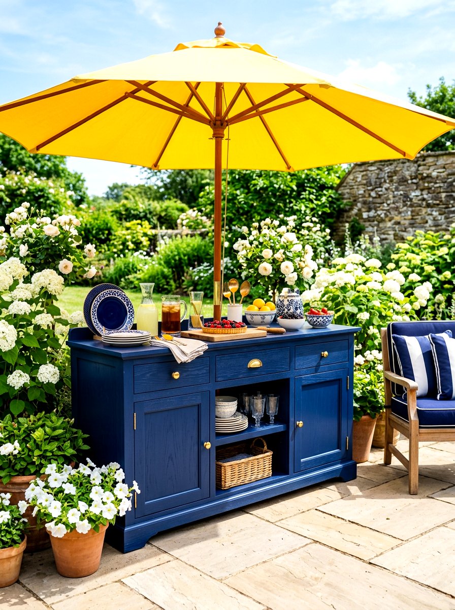 Blue Outdoor Buffet - 30 outdoor buffet cabinet ideas