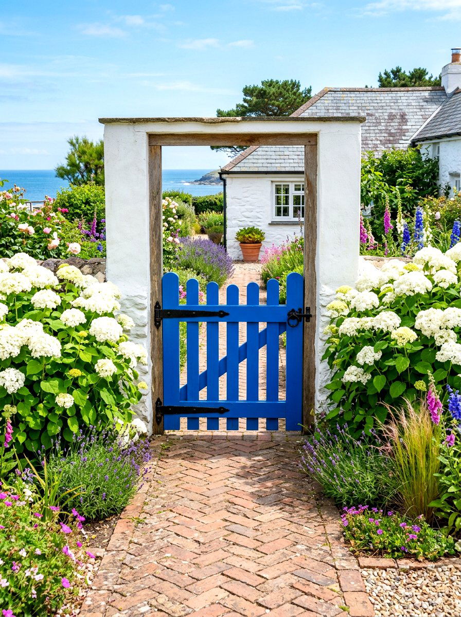 Blue Painted Gate - 30 garden gate ideas