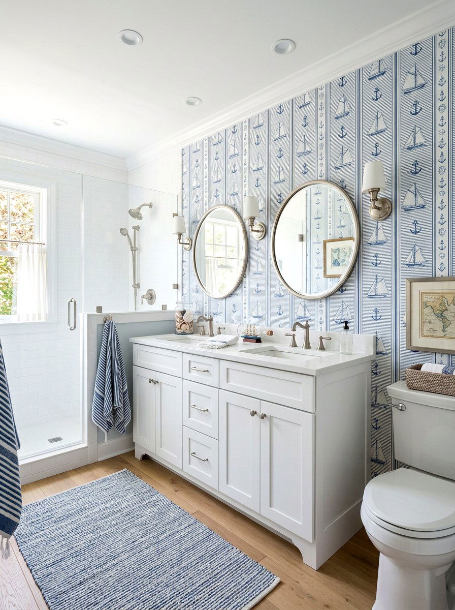 Blue Peel And Stick Wallpaper - 30 bathroom wallpaper ideas