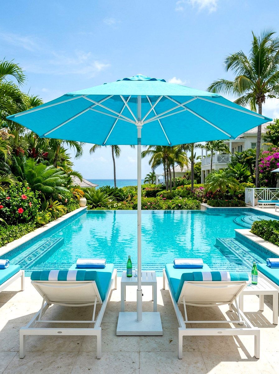 Blue Pool Umbrella - 30 pool umbrella ideas