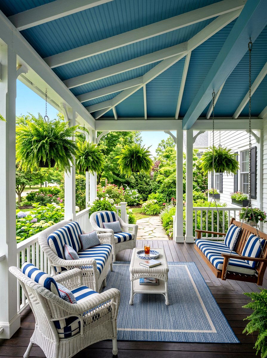 Blue Porch Ceiling - 30 statement ceiling paint ideas