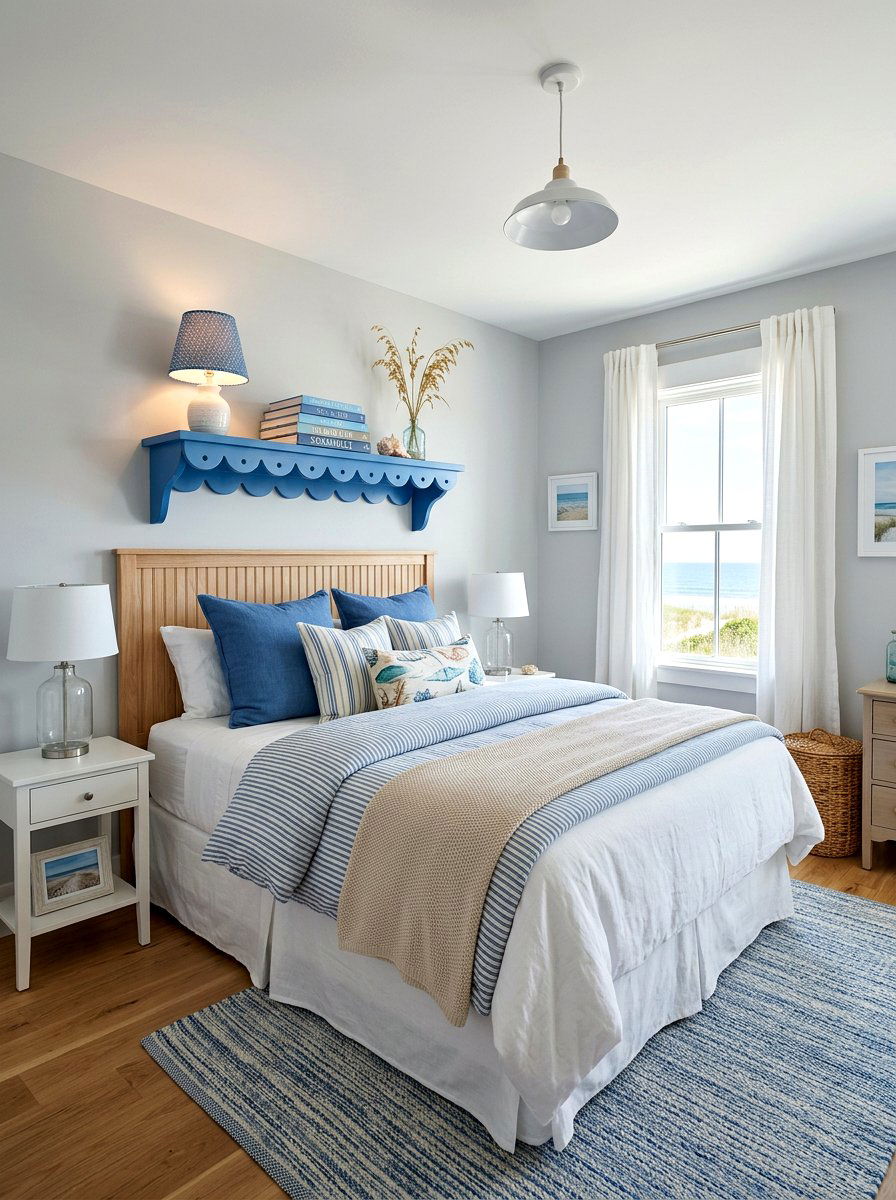 Blue Scalloped Bedroom Shelf - 30 scalloped shelf ideas