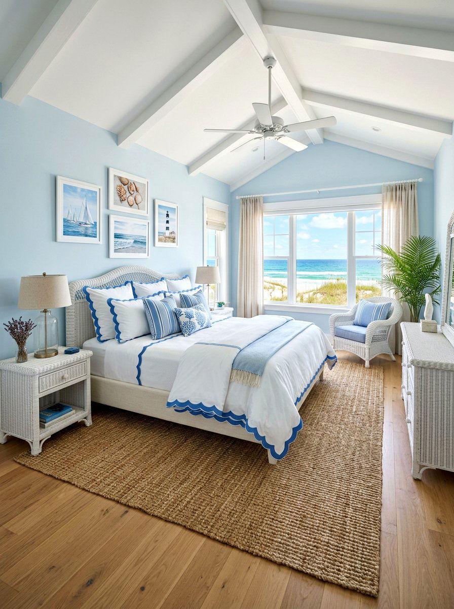 Blue Scalloped Border Bedding - 30 scalloped bedding ideas