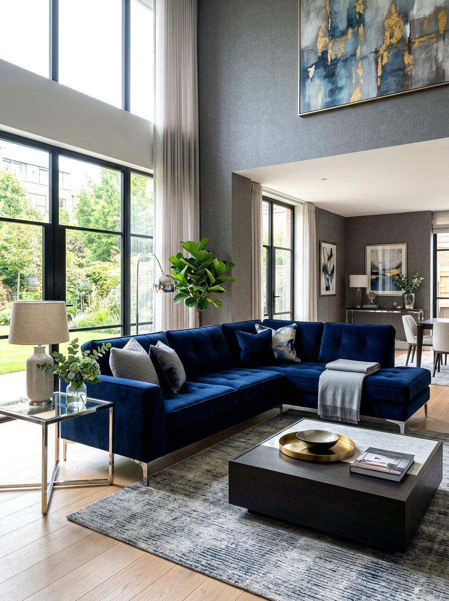 Blue Sectional - 30 family room sectional ideas