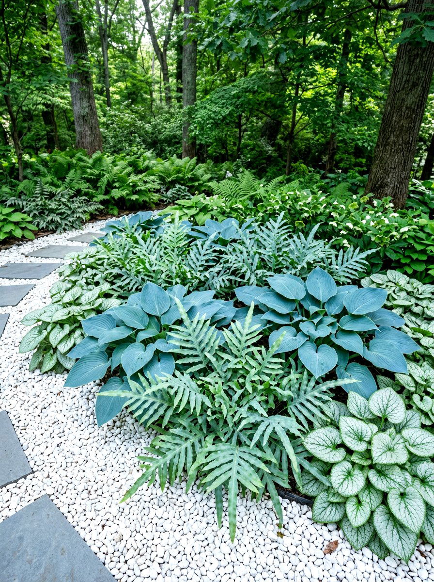 Blue Shade Garden Foliage - 30 shady courtyard garden ideas