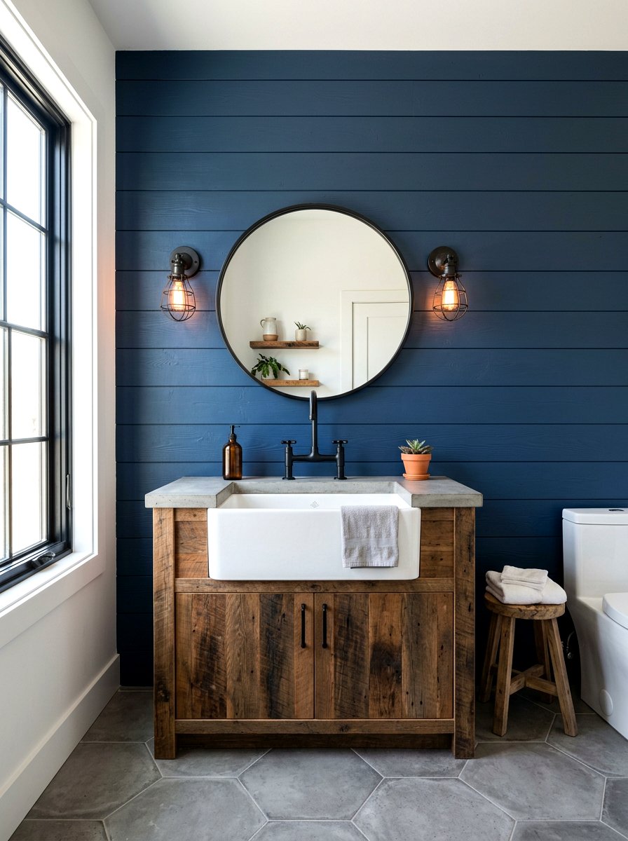 Blue Shiplap Bathroom Wall - 30 blue bathroom ideas